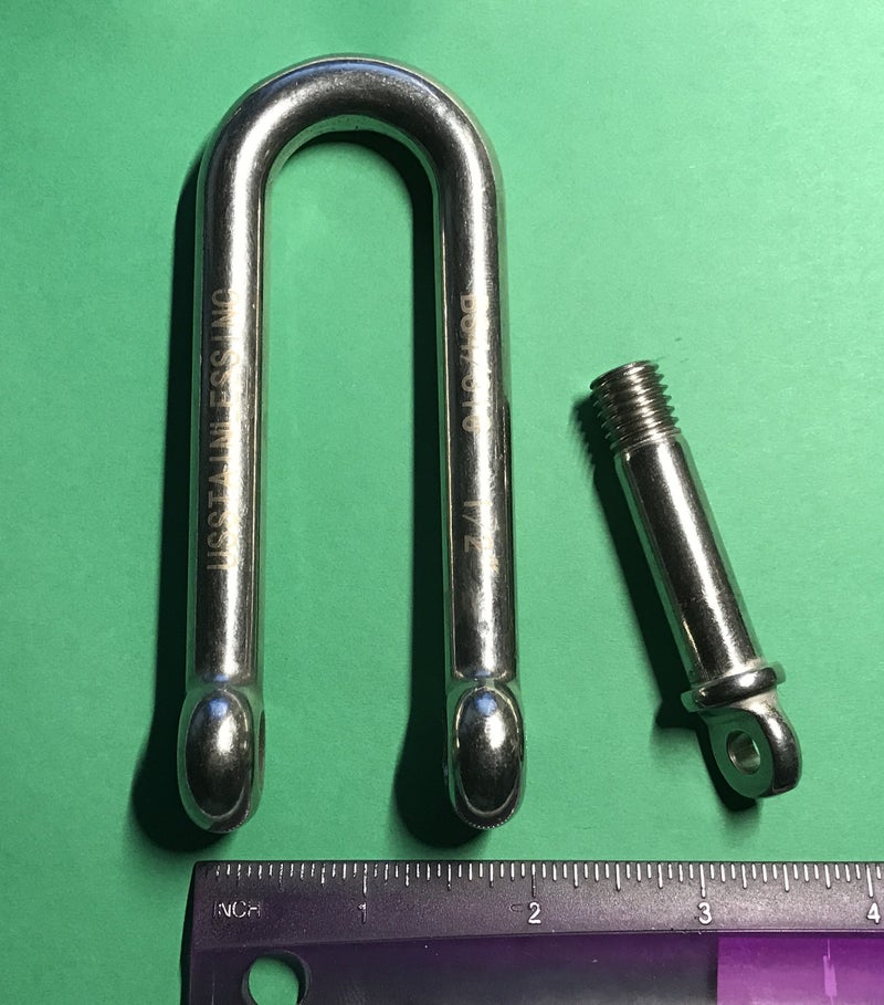 US STAINLESS Stainless Steel 316 Long D Shackle 1/2" (12mm) Marine Grade Dee - Image 5